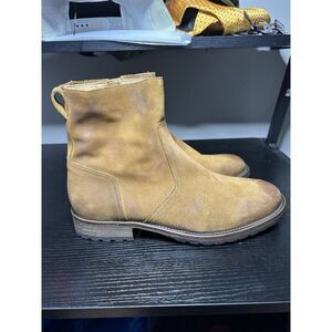 Belstaff Men's 8 Attwell Zip Suede Leather Ankle Boots Burnish Whiskey